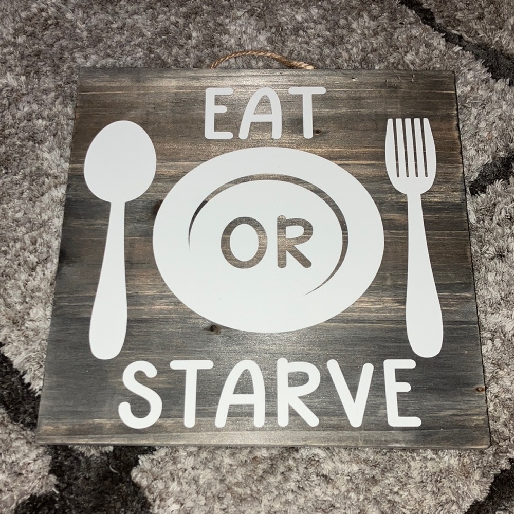 Handmade wooden hanging sign